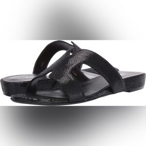 Vaneli Black Snakeskin Sandals, Size 8